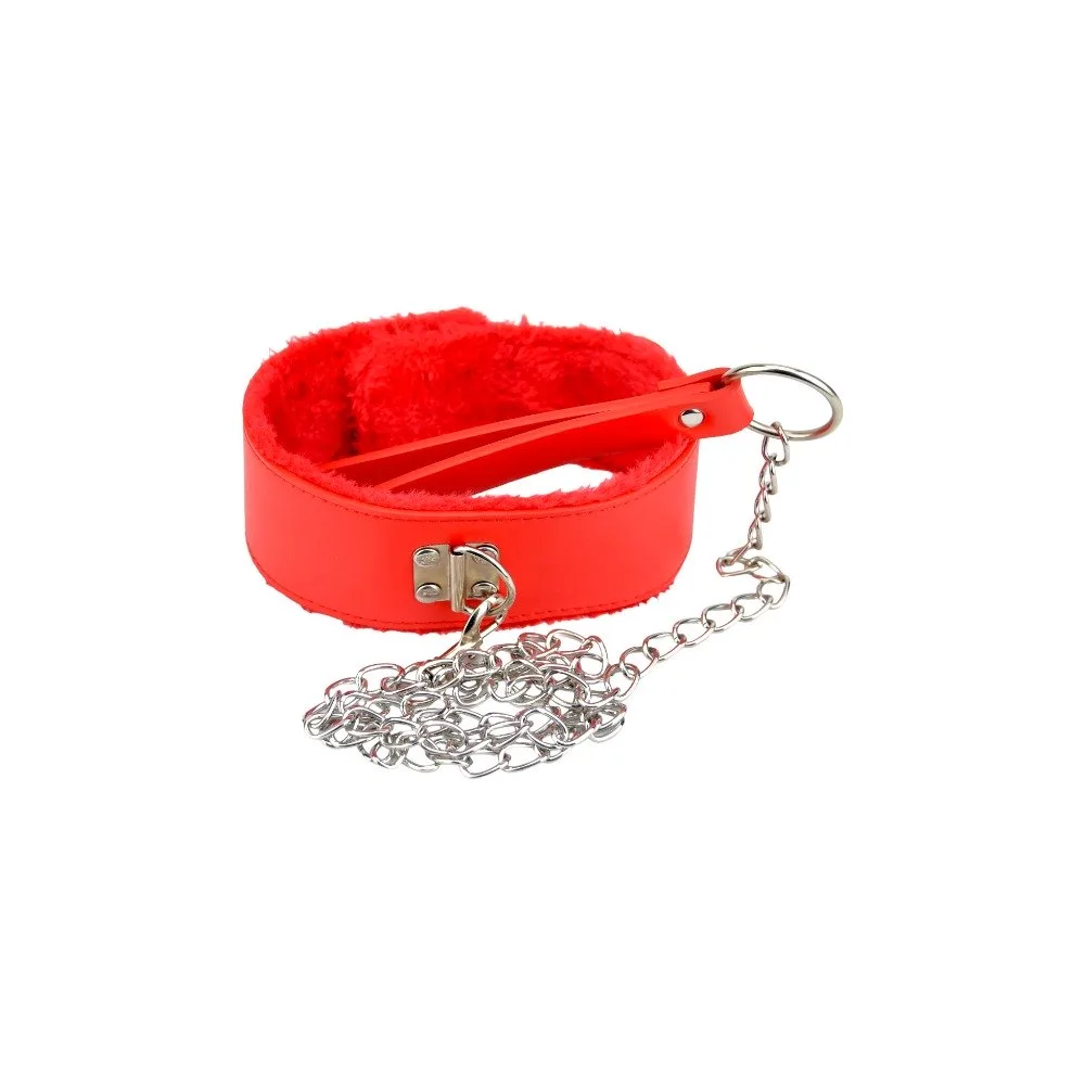 Bound to Please Coleira em Pelúcia com Trela Vermelho