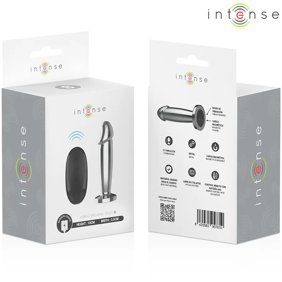 INTENSE - ANAL PLUG 10 VIBRATIONS METAL DILDO WITH REMOTE CONTROL S