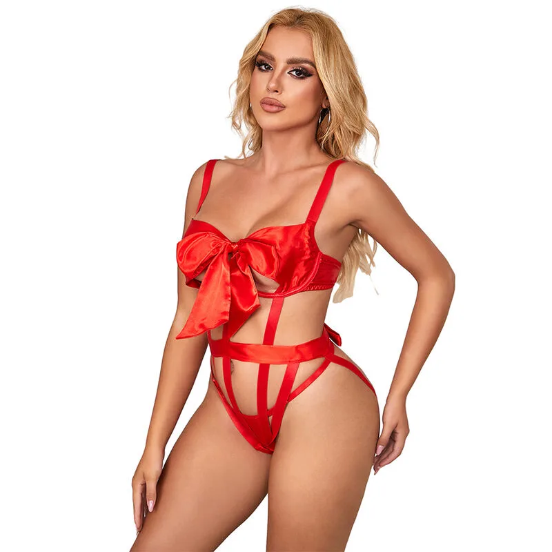 SUBBLIME - 954468 SEXY OPENWORK BODY WITH BOW RED