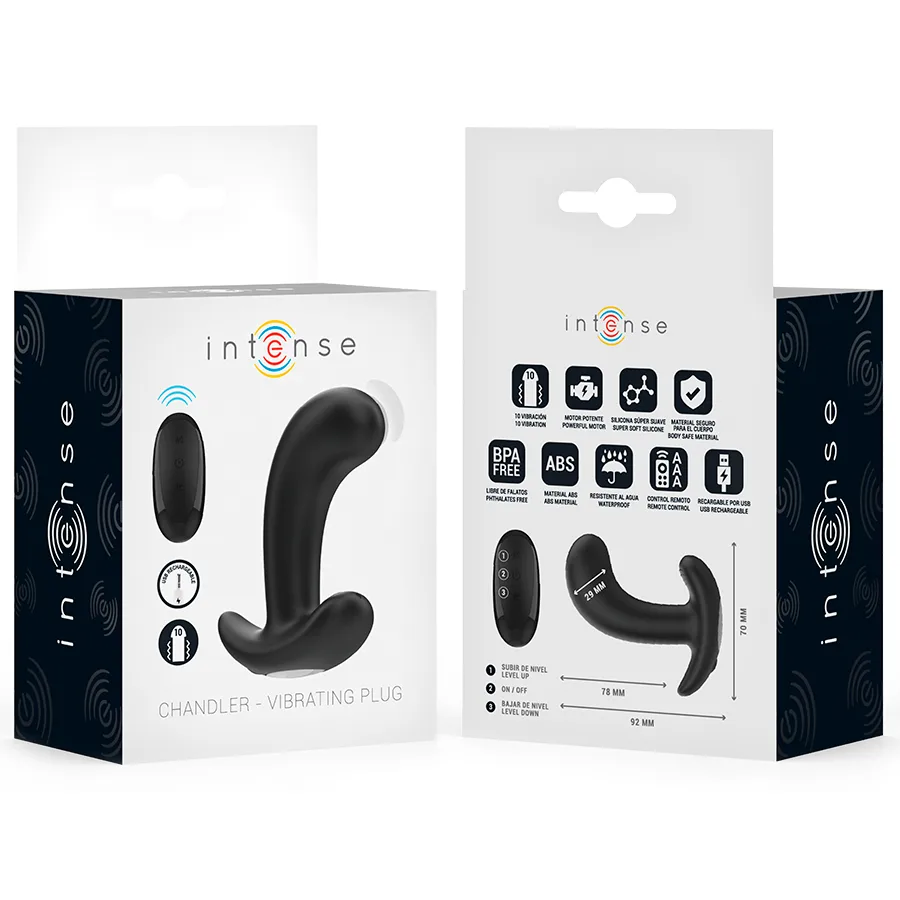 INTENSE - CHANDLER ANAL PLUG 10 VIBRATIONS BLACK REMOTE CONTROL