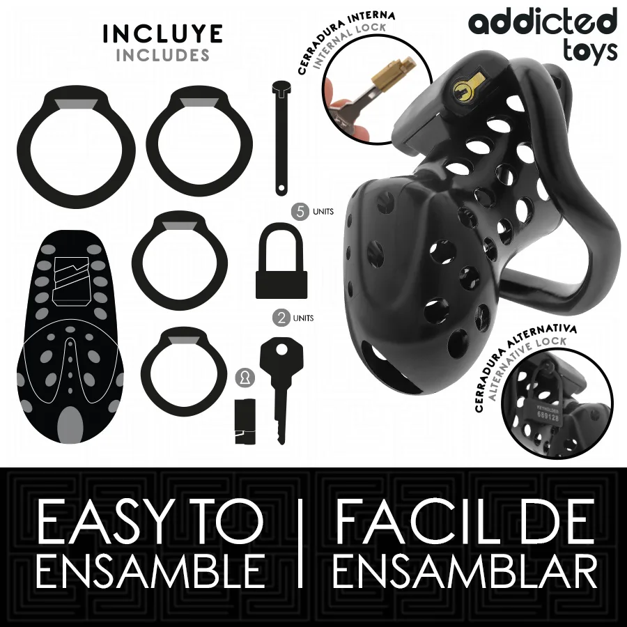 ADDICTED TOYS LOCKED - CHAINED HOLLOW PENIS CAGE 10.5 CM