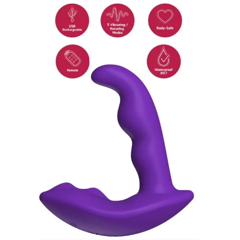 She.e.o - Estimulador Anal Vibratório Rotativo com Controle Remoto - Roxo