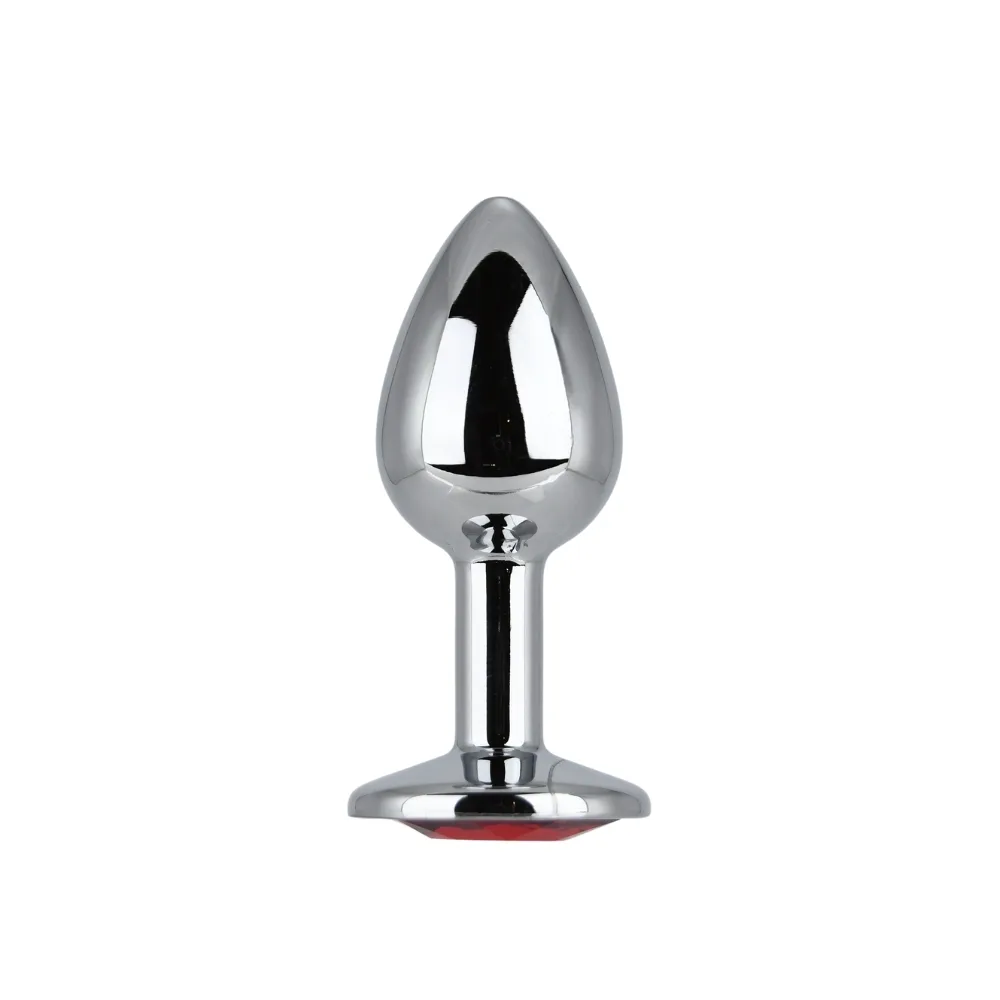 Toosh Silver Metal Butt Plug Small Red Stone