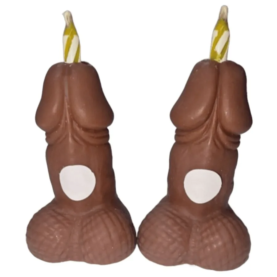Diablo Picante - Velas de Aniversário em Formato de Pénis, Tom Escuro, 2 Unidades