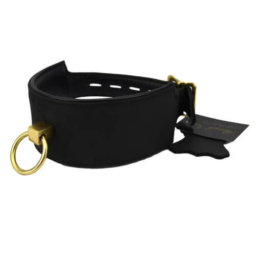 Bound Noir Coleira em Pele Nubuck com Argola O