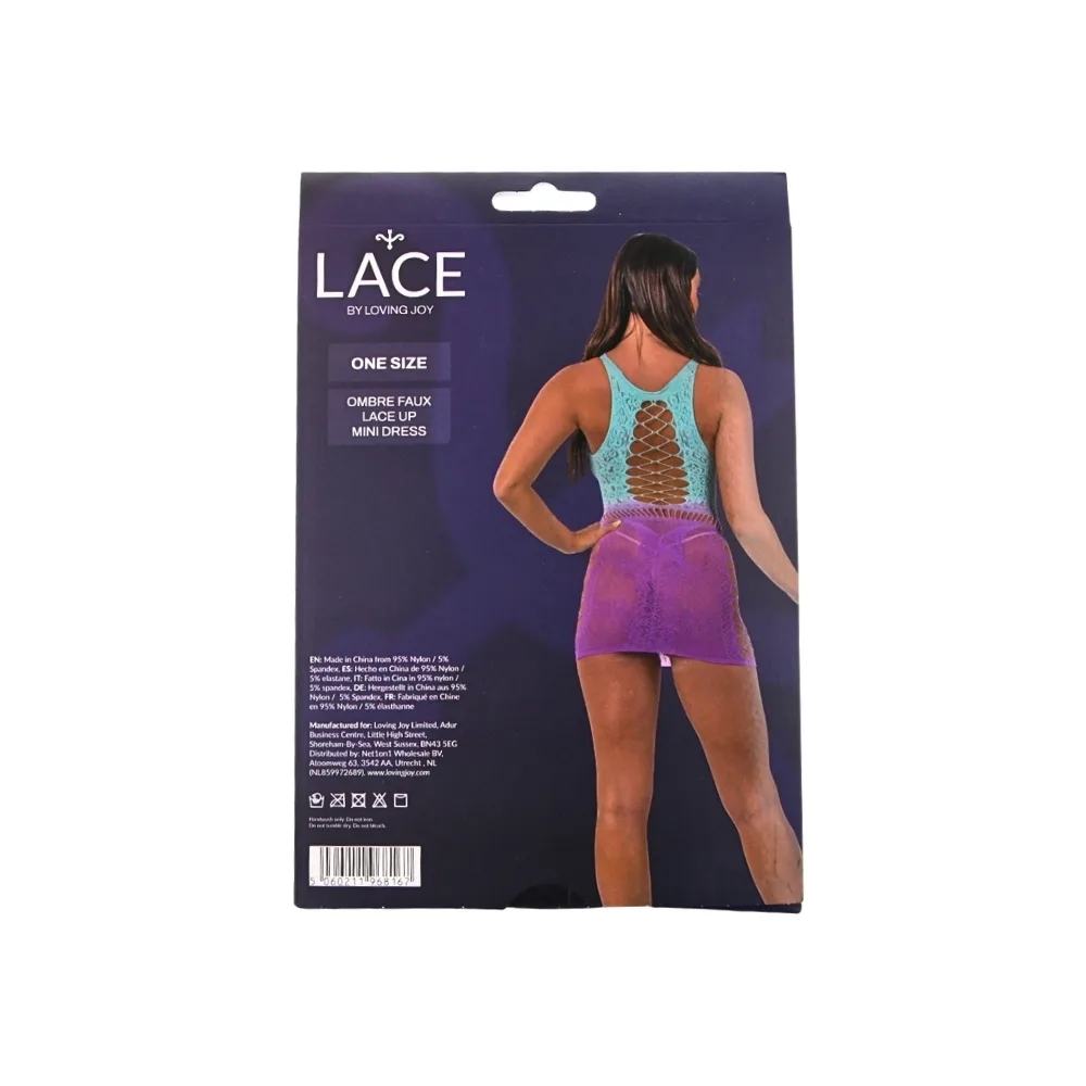 Lace by LJ Vestido Curto Ombré com Atilhos Falsos