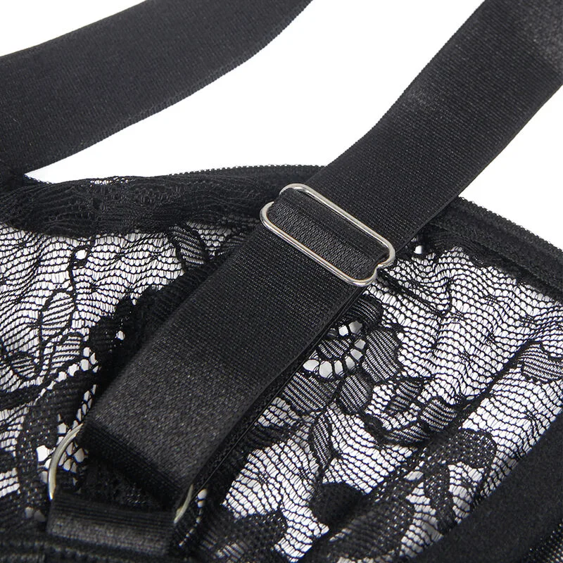 SUBBLIME - TEDDY WITH GARTER WITH LACE DETAIL AND STRIPS BLACK