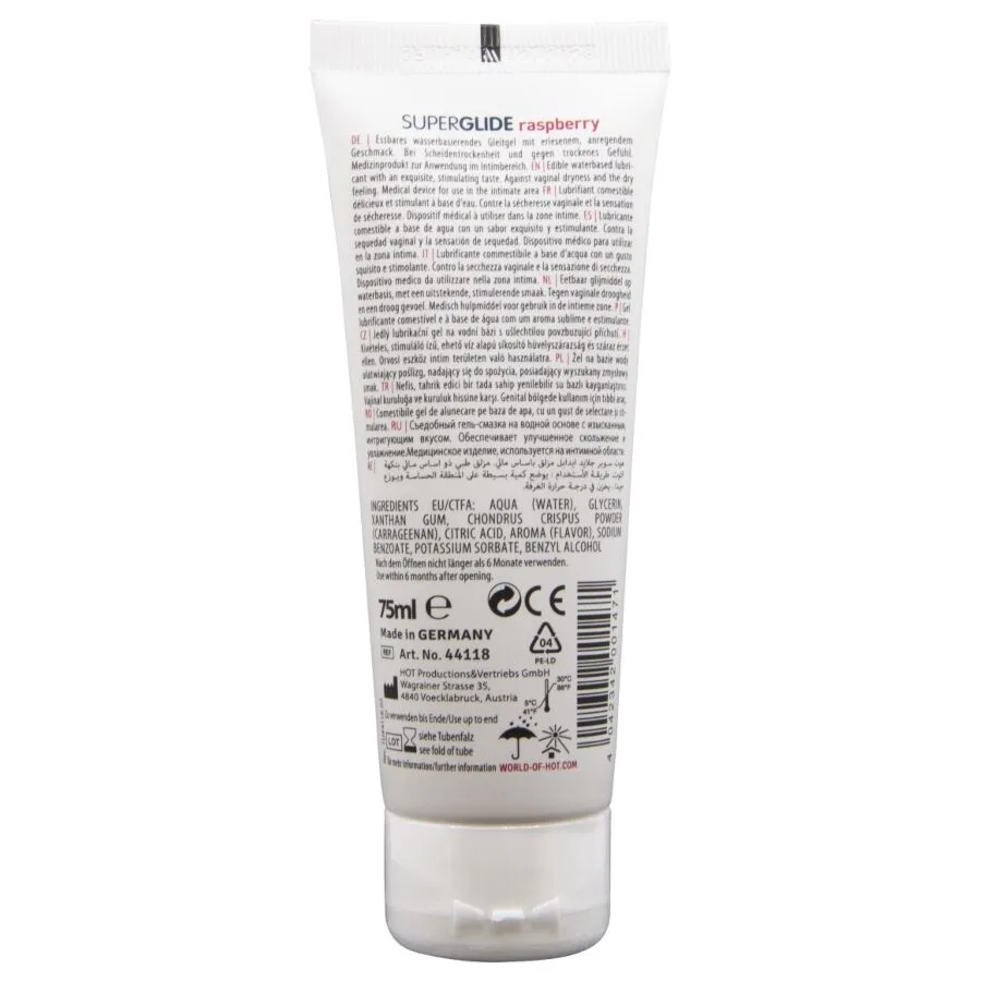 HOT - SUPERGLIDE EDIBLE LUBRICANT WATERBASED RASPBERRY 75 ML
