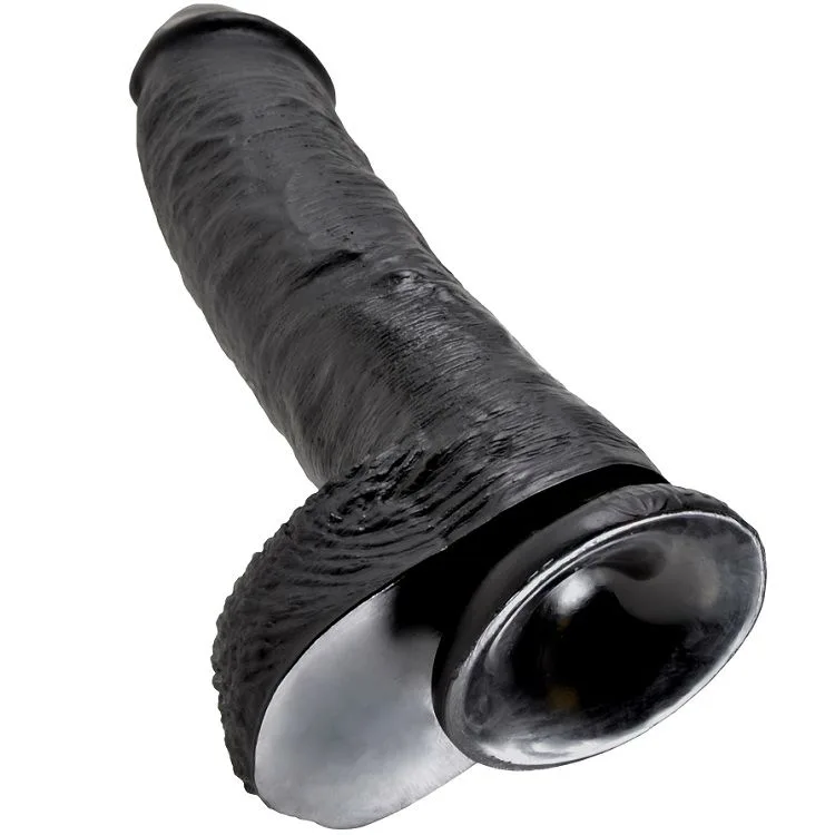 KING COCK - DILDO BLACK WITH BALLS 25.4 CM