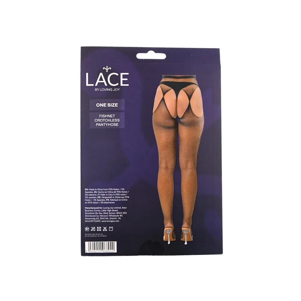 Lace by LJ Collants de Rede Sem Entrepernas Preto