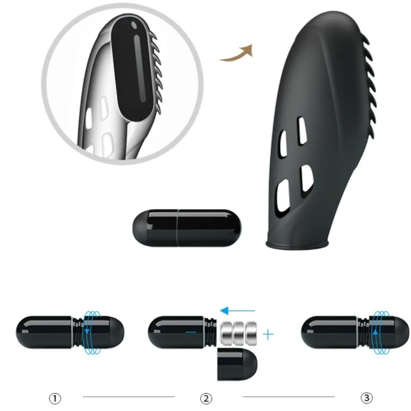 PRETTY LOVE - GILO SILICONE FINGER VIBRATOR BLACK