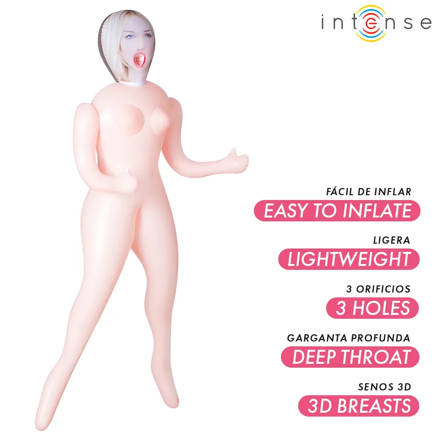 INTENSE DOLLS - INGRID BONECA INFLÁVEL COM TRÊS ORIFÍCIOS