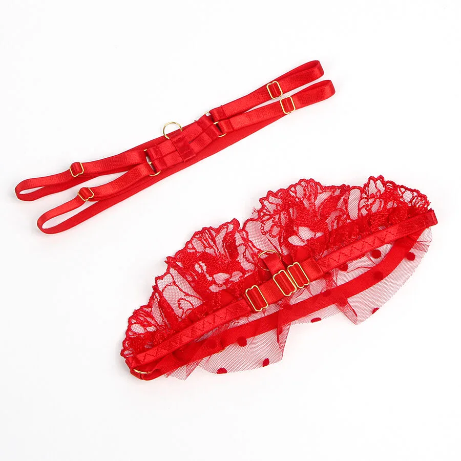 SUBBLIME - 957513 LACE BRA AND GARTER SET RED