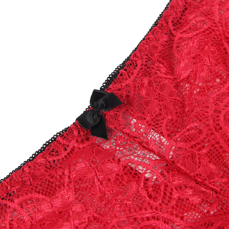 SUBBLIME - 953904 CAMISOLA DE SEDA E RENDA + CALCINHA VERMELHA L/XL