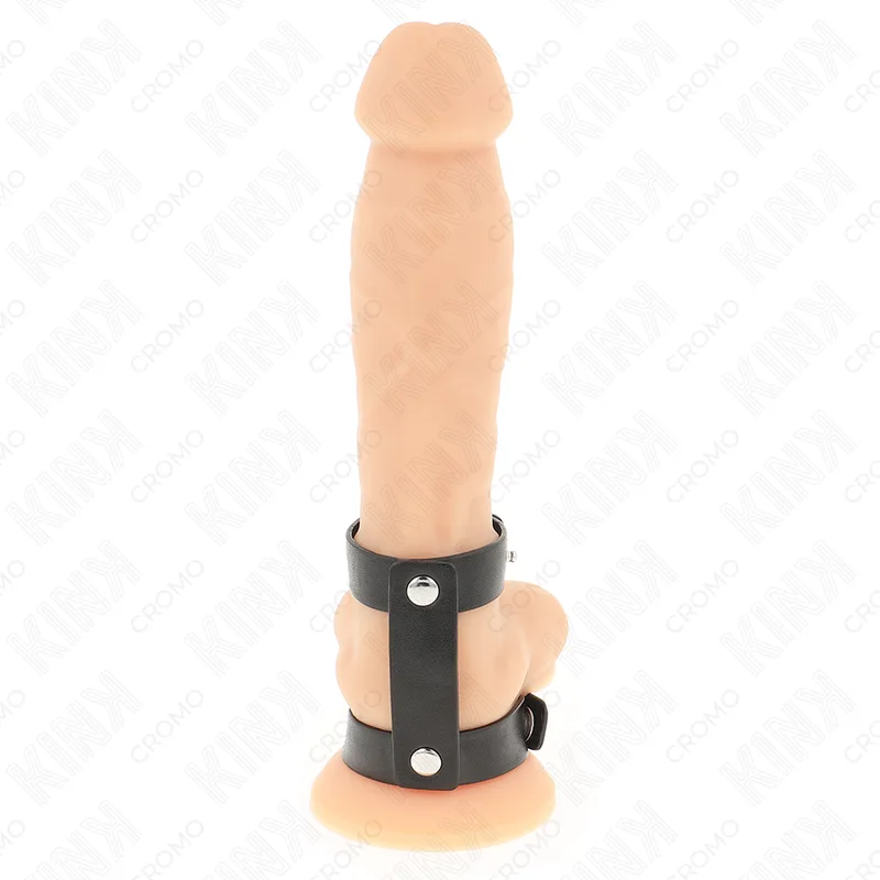KINK - ADJUSTABLE DOUBLE LEATHER PENIS RING