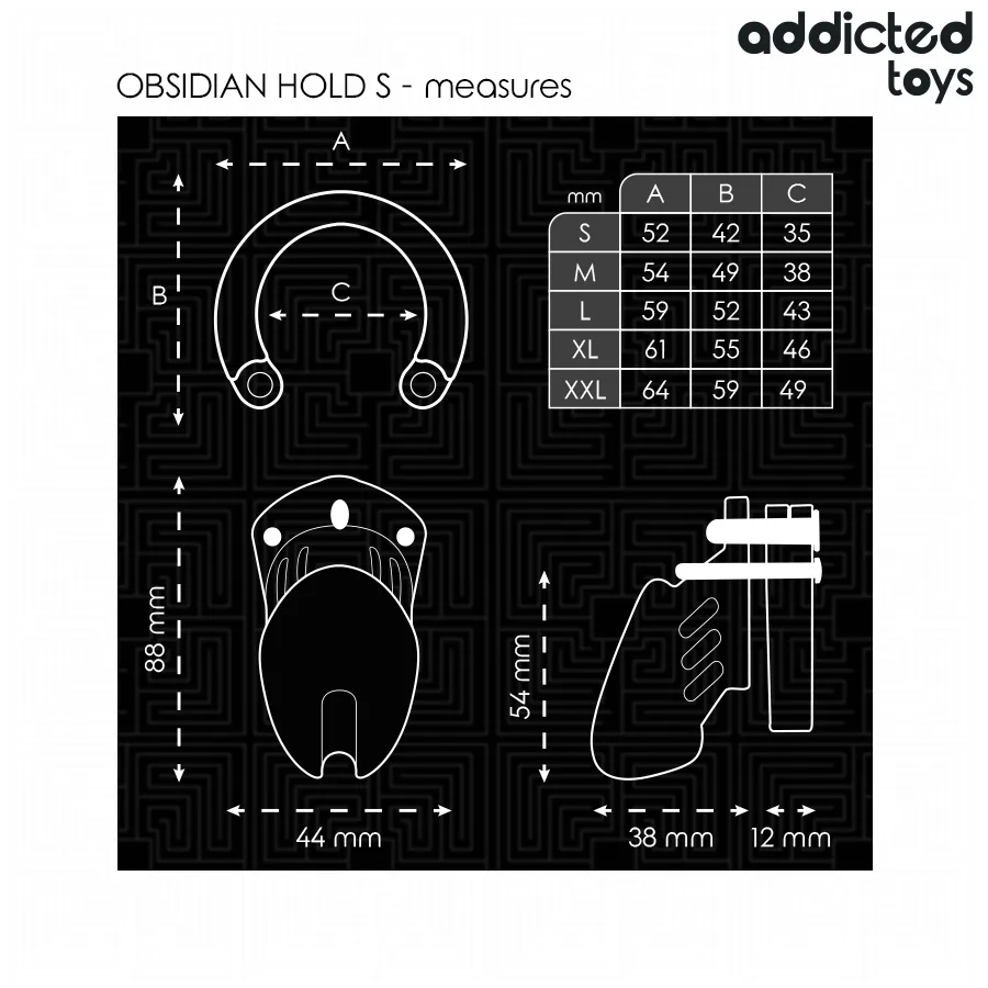 ADDICTED TOYS LOCKED - GAIOLA DE PÊNIS DE OBSIDIANA TAMANHO S