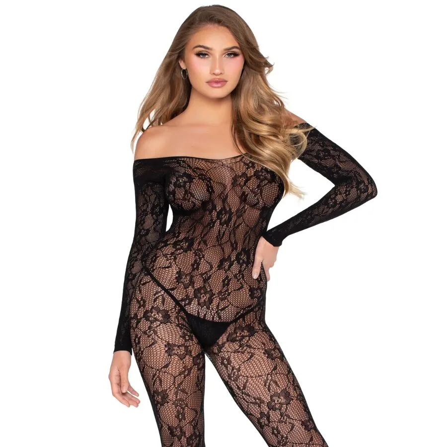LEG AVENUE - 89366 BODY DE RENDA PRETO - TAMANHO ÚNICO