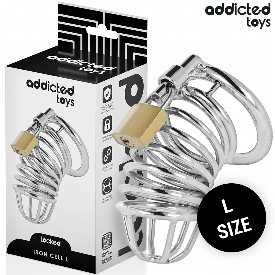 Addicted Toys Locked - Gaiola de Pénis de Metal com Célula de Ferro 5 cm Tamanho L