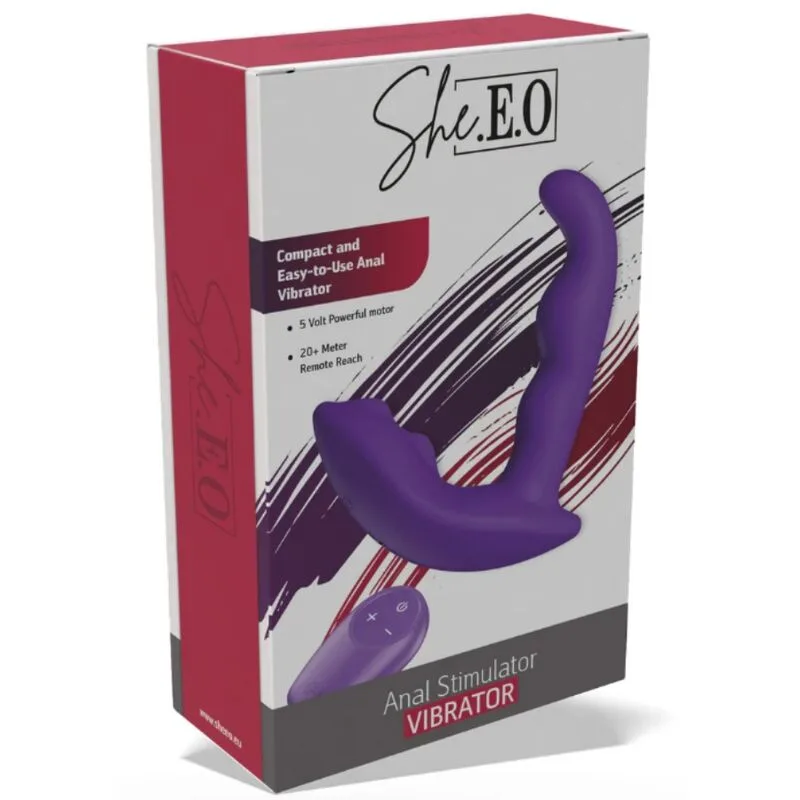 She.e.o - Estimulador Anal Vibratório Rotativo com Controle Remoto - Roxo