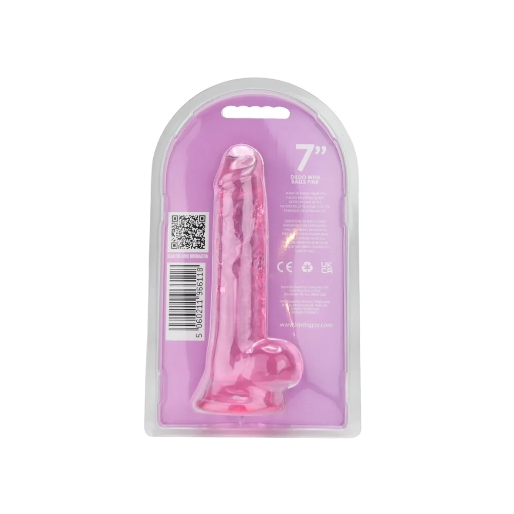 Loving Joy Dildo 7 Polegadas com Testículos Rosa
