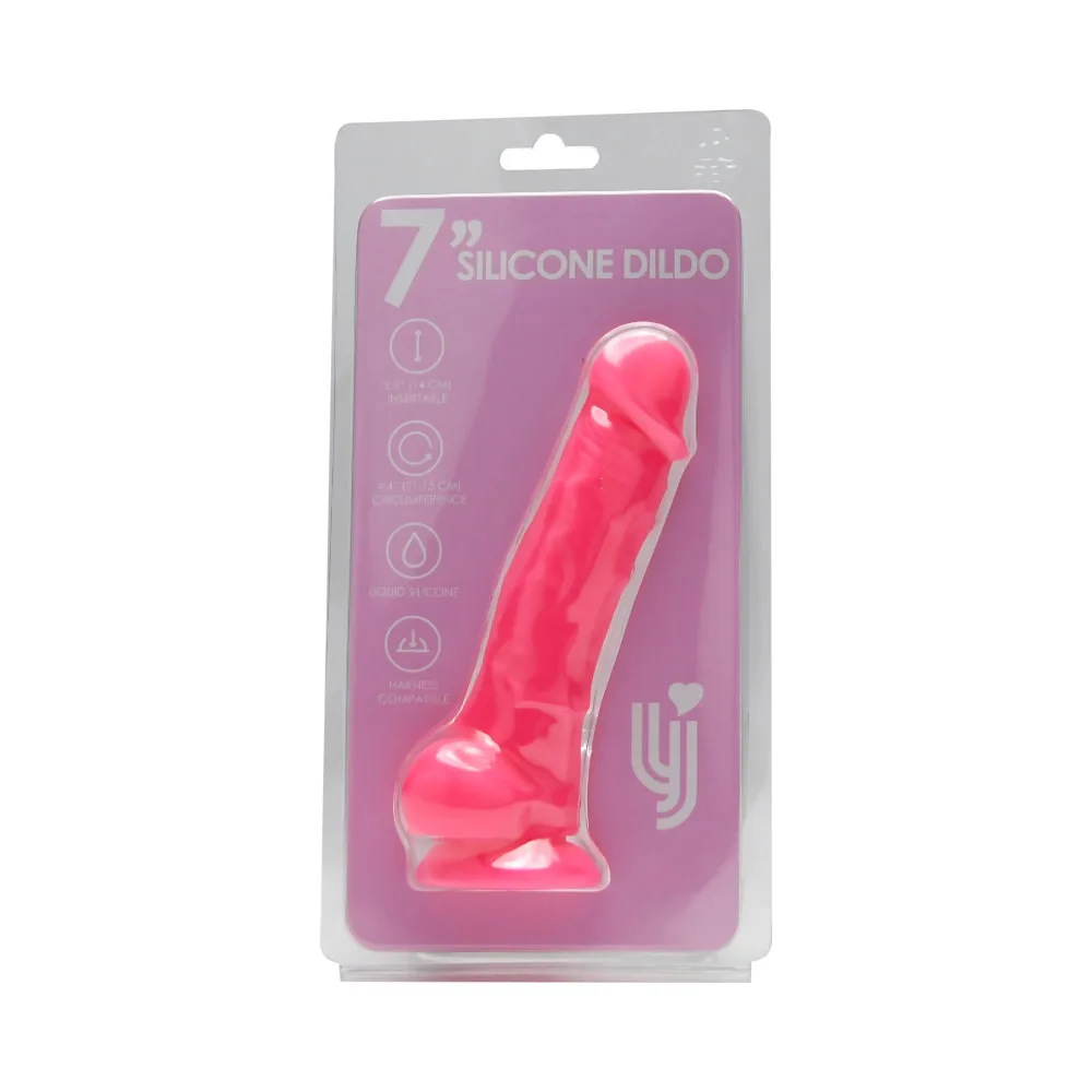 Loving Joy Dildo Realista de Silicone 7 Polegadas com Ventosa e Testículos Rosa