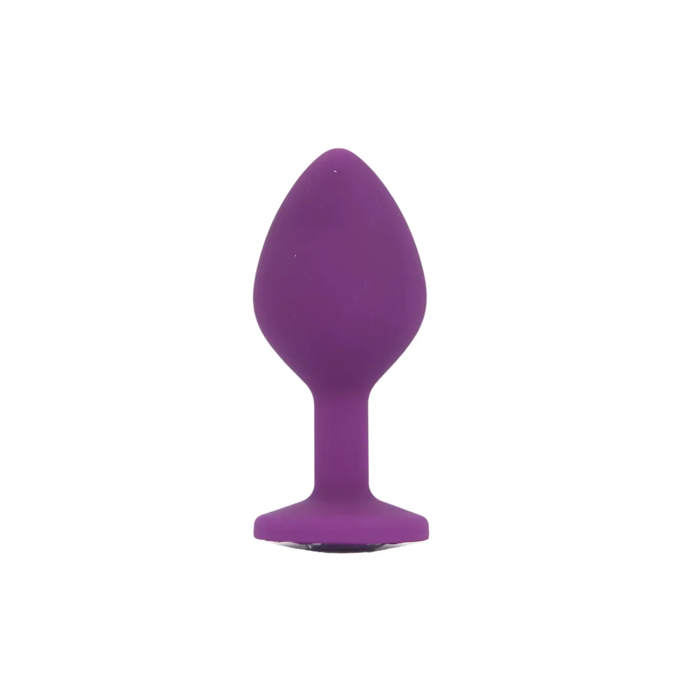 Toosh Plug Anal de Silicone Roxo Conjunto de 3 Pedra Transparente