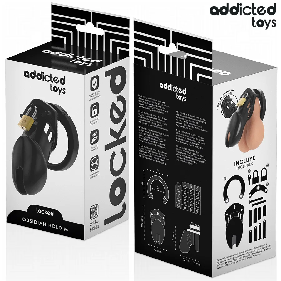 ADDICTED TOYS LOCKED - OBSIDIAN HOLD PENIS CAGE SIZE M