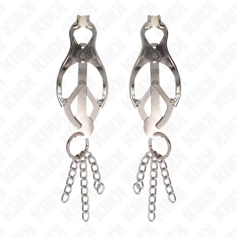 KINK - JAPANESE CLOVER NIPPLE CLAMPS WITH LITTLE CHAINS SILVER