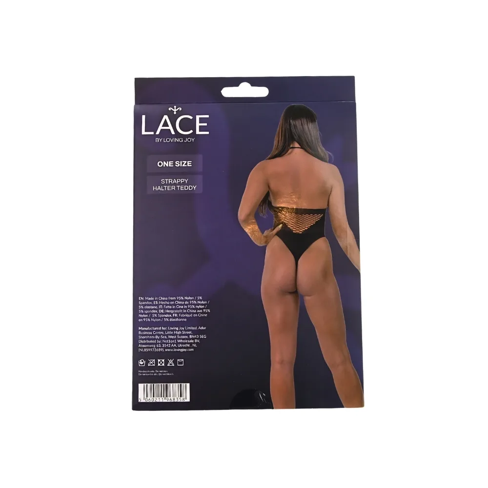 Lace by LJ Strappy Halter Teddy Black