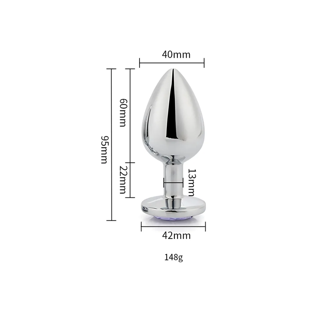 Toosh Plug Anal de Metal Prateado Grande Pedra Rosa