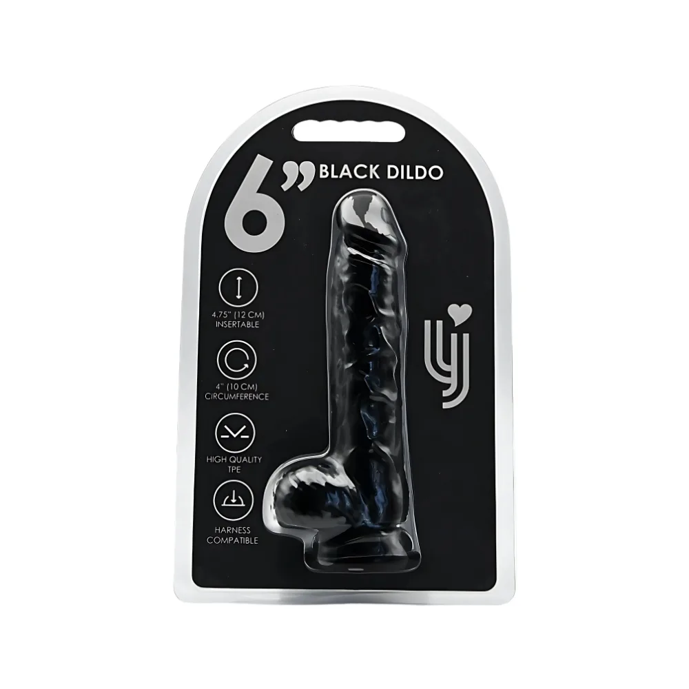 Loving Joy Dildo 6 Polegadas com Testículos Preto