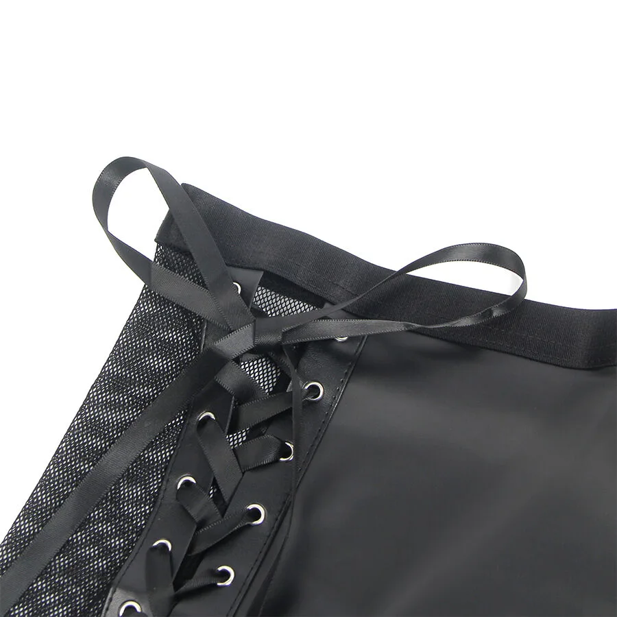 SUBBLIME - 957582 CONJUNTO DE SUTIÃ E SAIA DE COURO PRETO