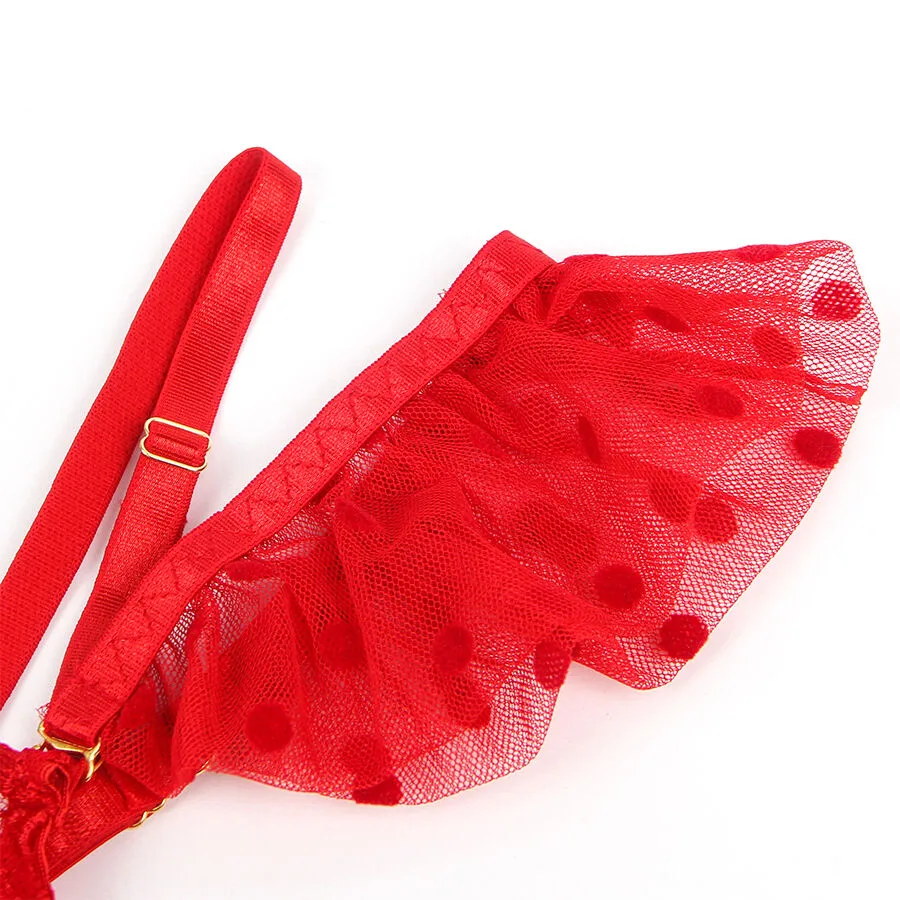 SUBBLIME - 957506  LACE BRA AND GARTER SET RED