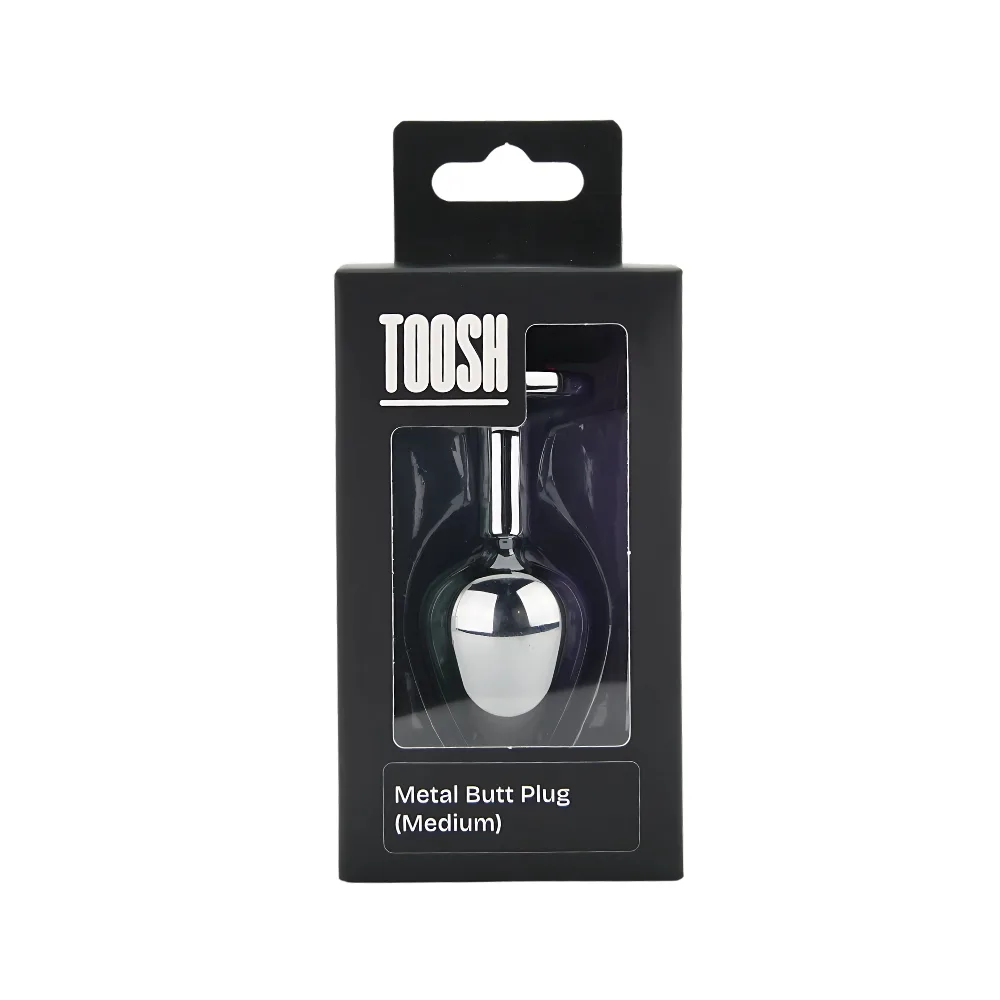 Toosh Plug Anal de Metal Prateado Médio Pedra Rosa