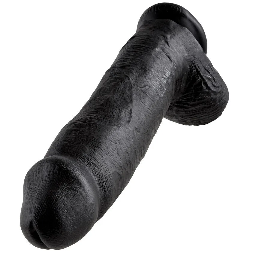 KING COCK - DILDO BLACK WITH BALLS 30.48 CM