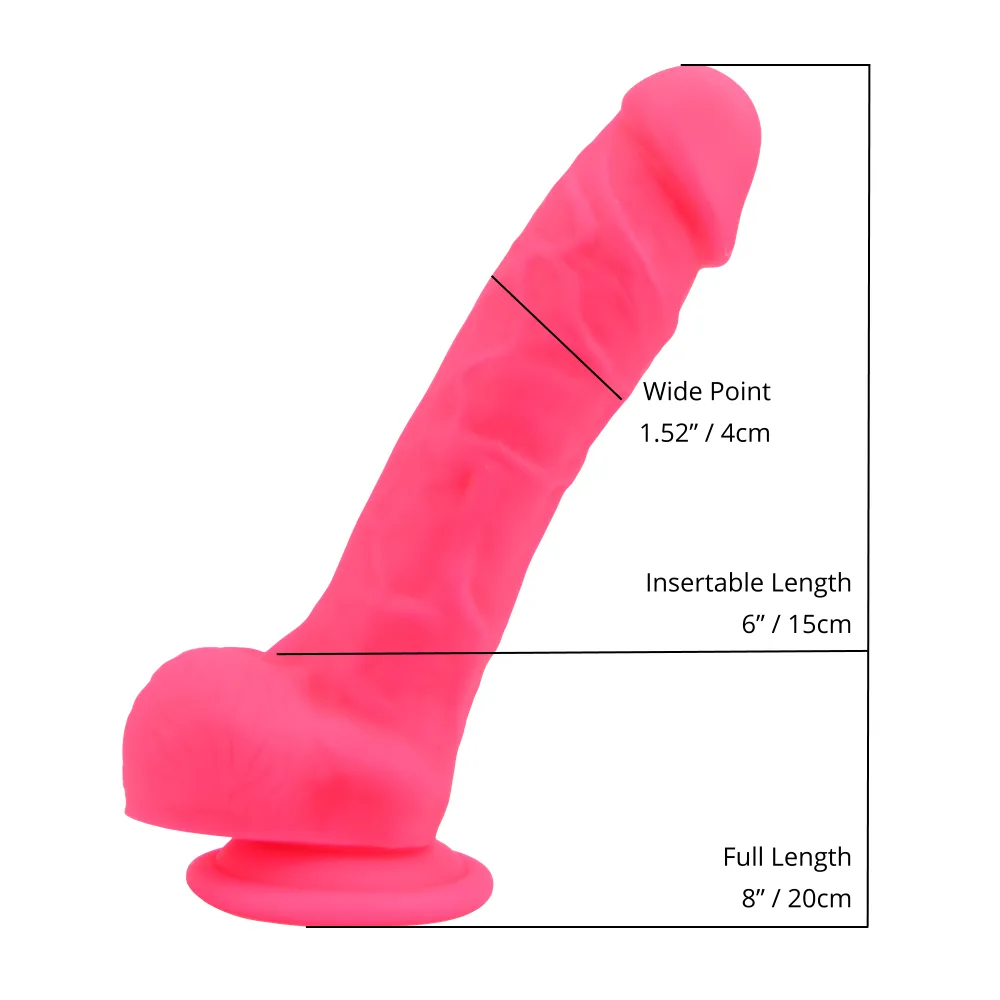 Loving Joy Dildo Realista de Silicone 8 Polegadas com Ventosa e Testículos Rosa