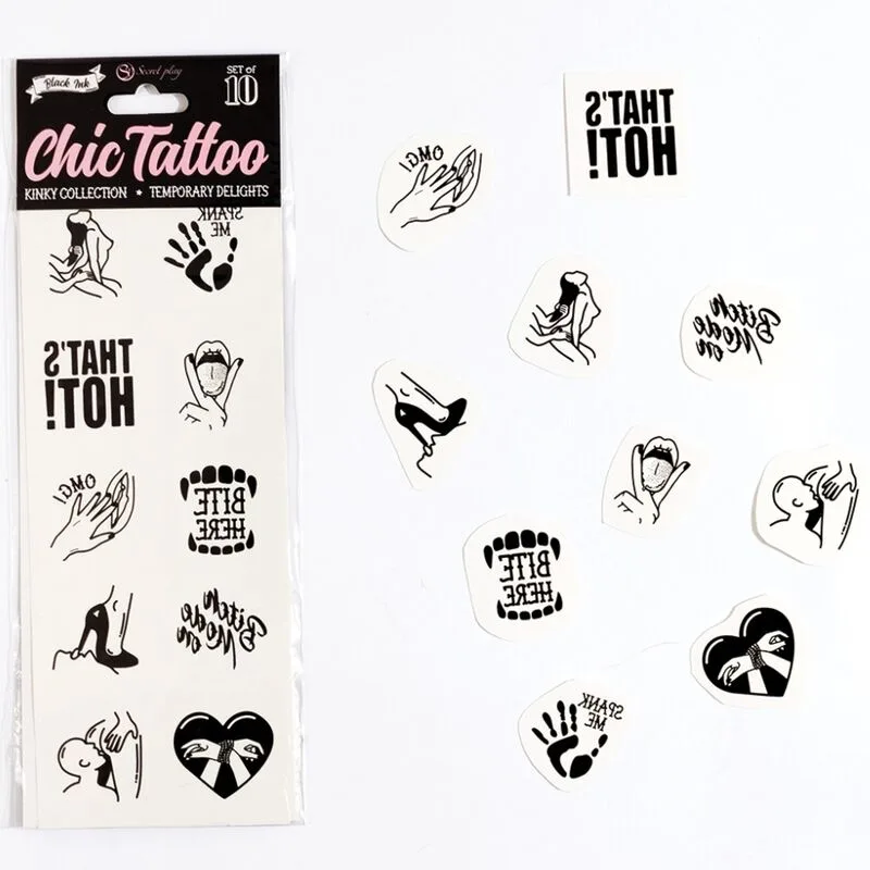 Secret Play - Conjunto de 10 Tatuagens Temporrias Coleo Kinky