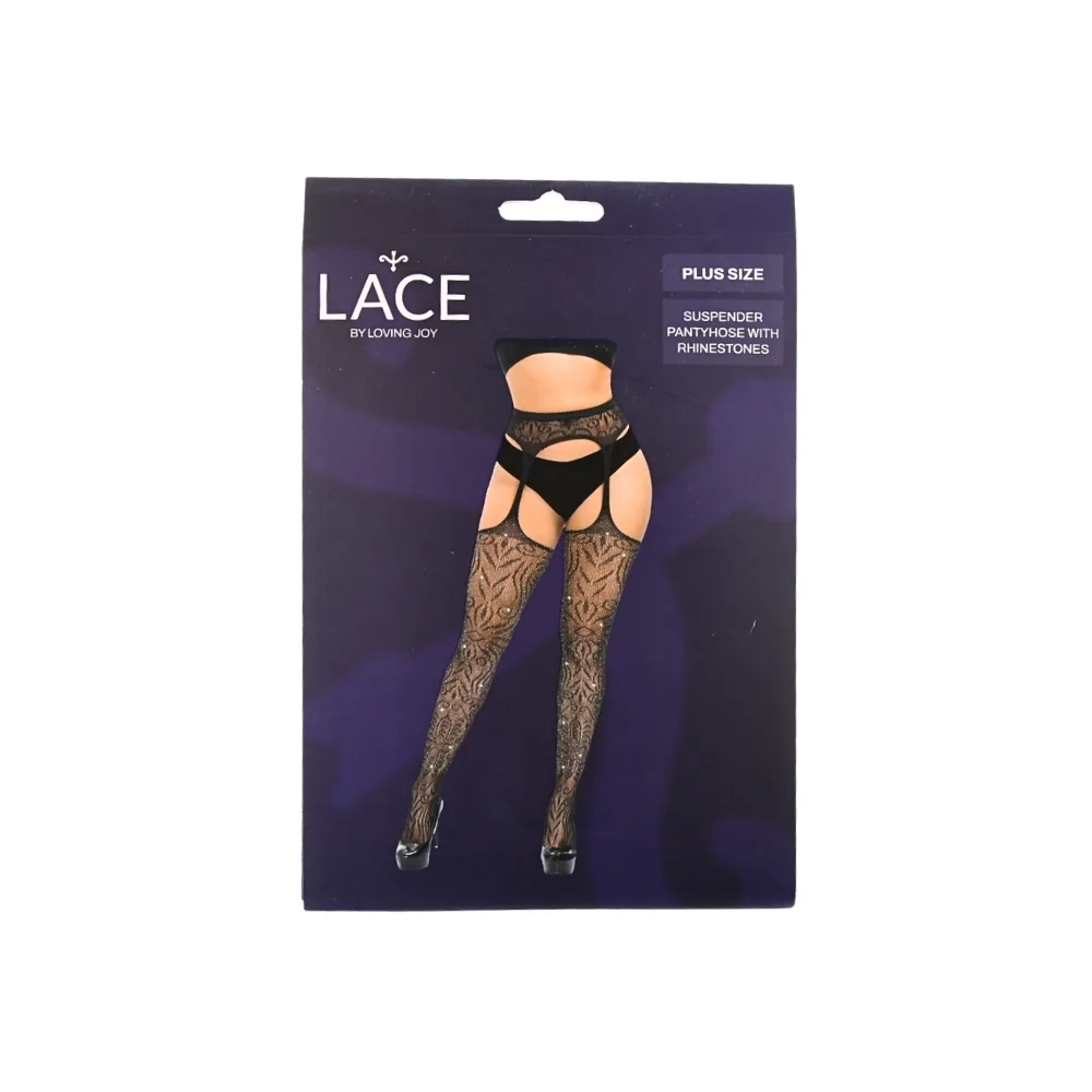 Lace by LJ Plus Size Collants com Ligas e Strass