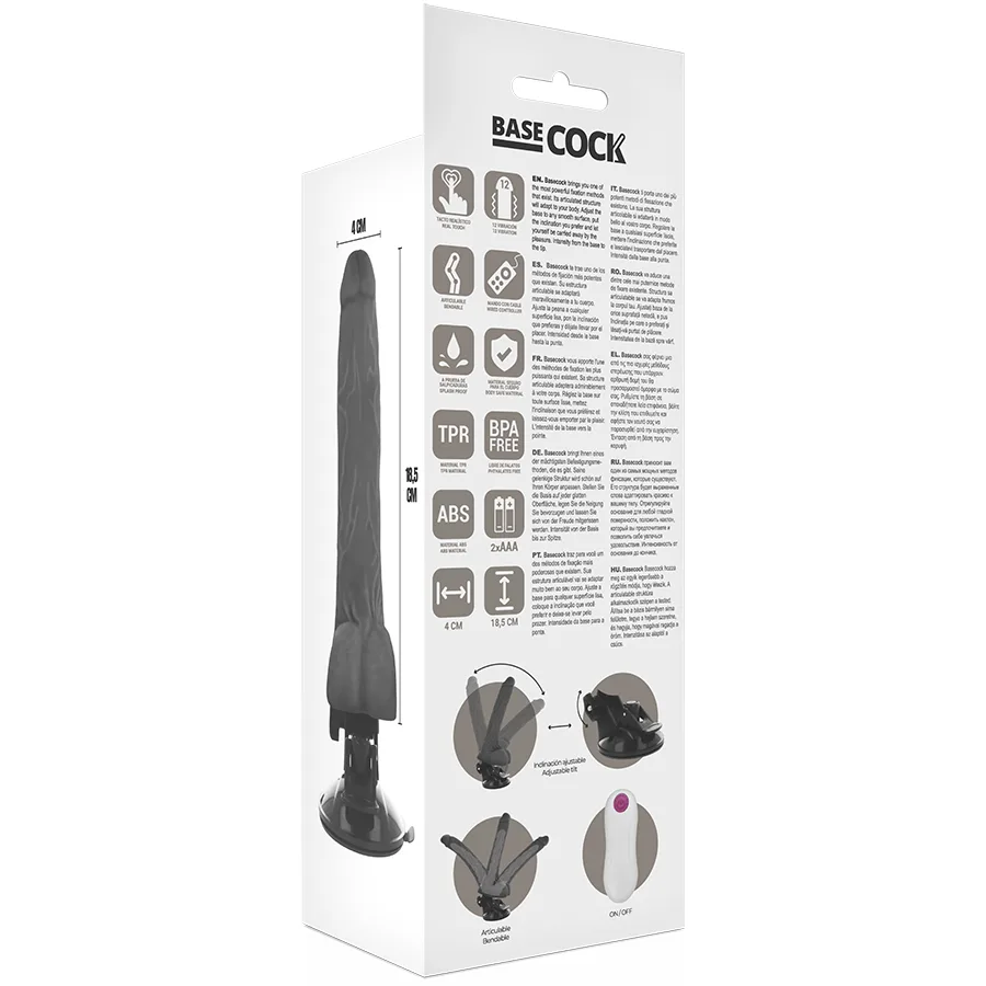 Basecock - Vibrador Articulvel Controle Remoto Preto 18,5 cm -o- 4 cm