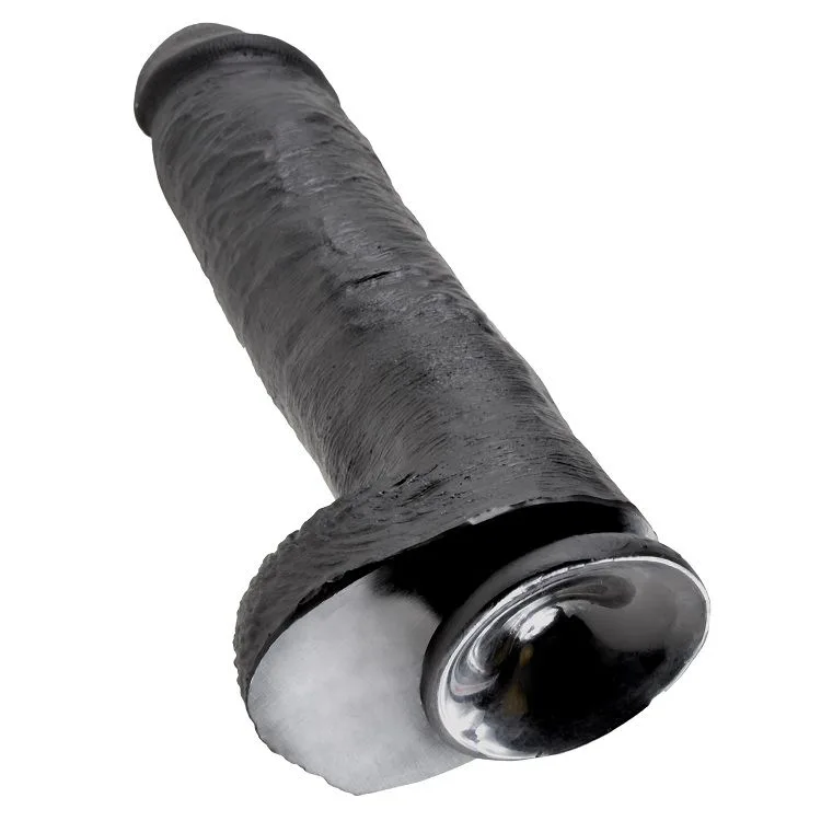 KING COCK - DILDO BLACK WITH BALLS 28 CM