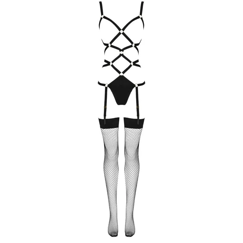 LIVCO CORSETTI FASHION - THIARA LC 20213 CONJUNTO CORPO + MEIAS PRETAS